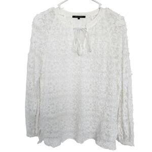 Kobi Halperin Textured Blouse White S Designer Office Business Retro‎